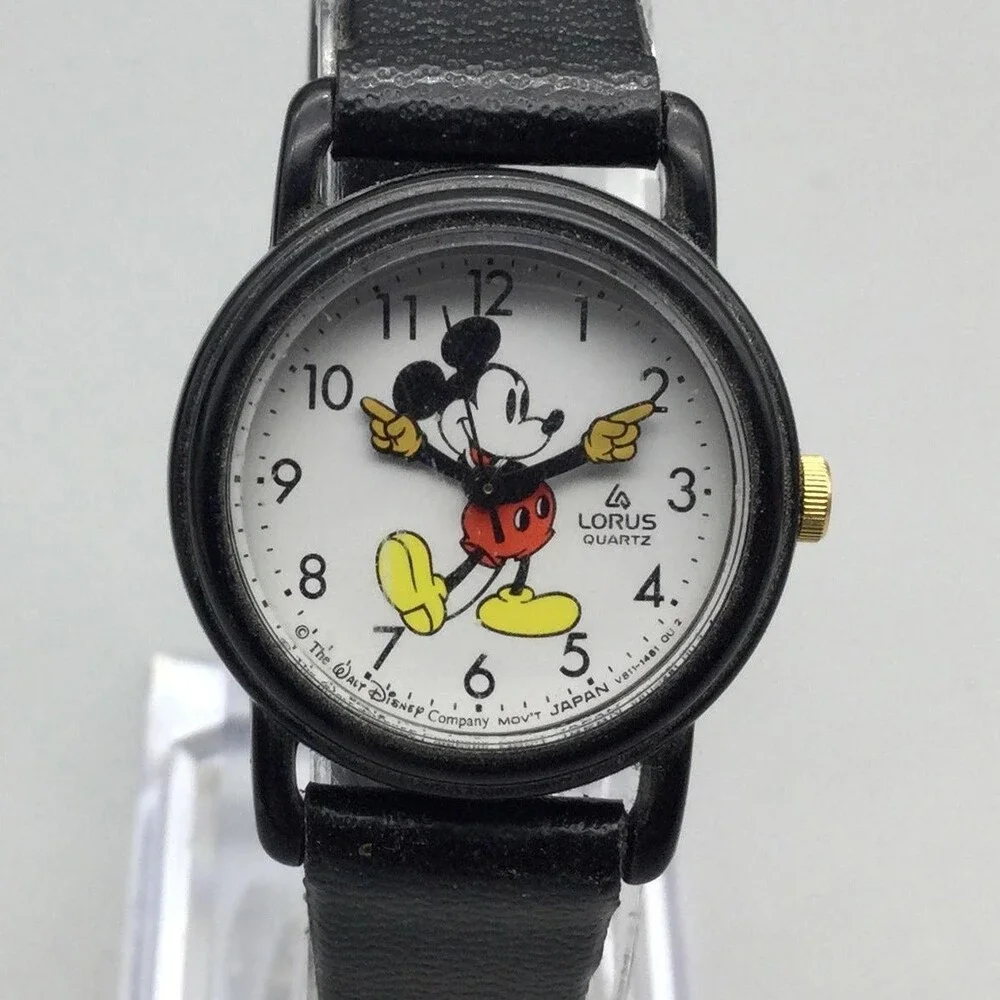 Lorus Disney Mickey Mouse Womens Watch Black Plastic New Battery
